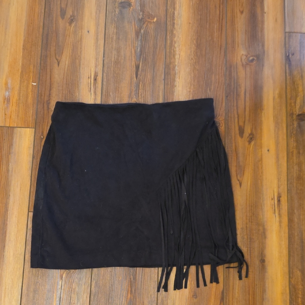 Forever 21 Black Mini Skirt with Fringe